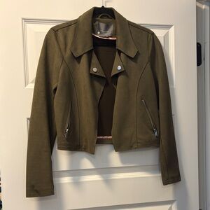 Anthropologie Faux Suede Olive Green Moto Jacket